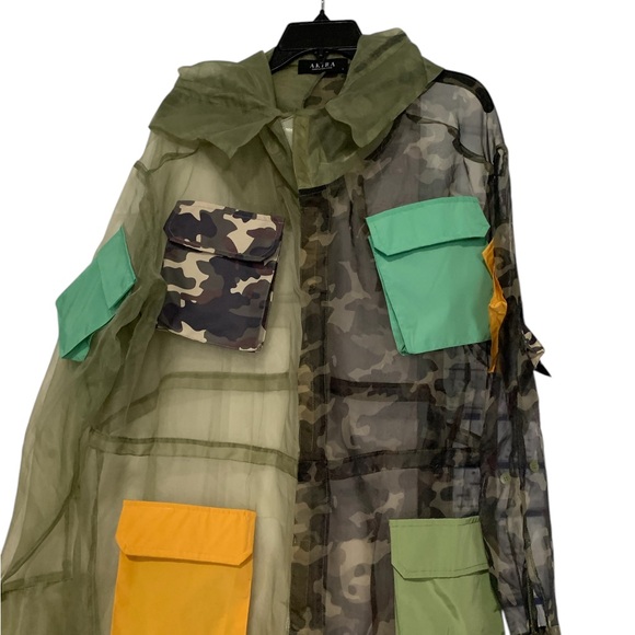 Translucent camo print hoodie duster. OS. - Picture 3 of 11